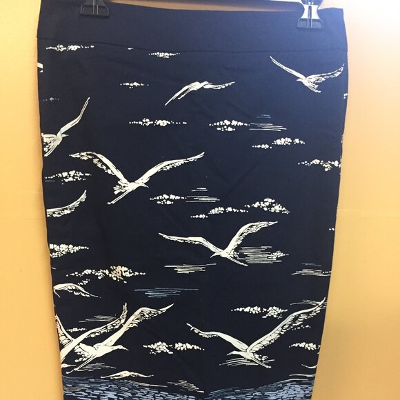 Anthropologie Blue Shorebird Seagull Pencil Skirt Size 0 - Picture 2 of 5
